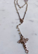 Load image into Gallery viewer, Pearl & Rose Quartz Rosary Necklaces